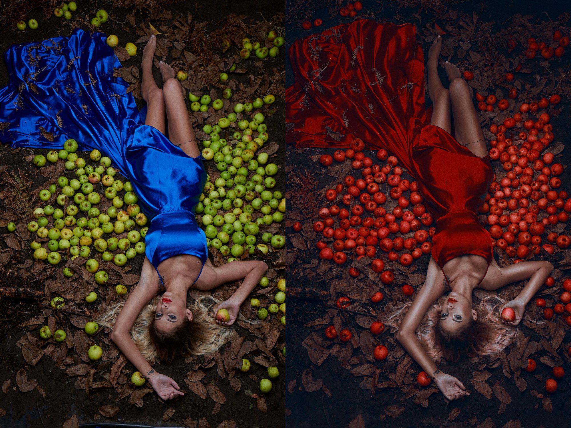 Voor en na retouching