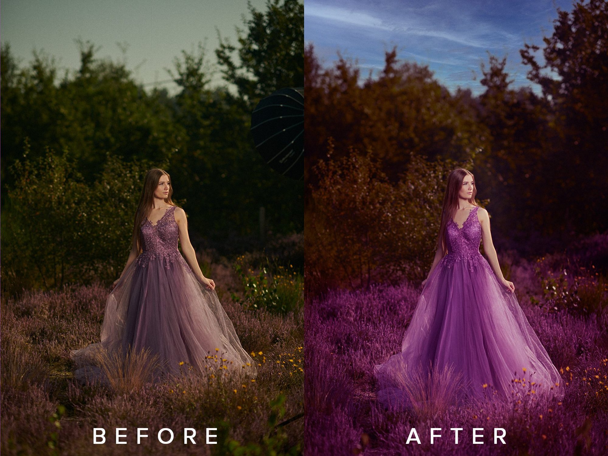 Voor en na retouching